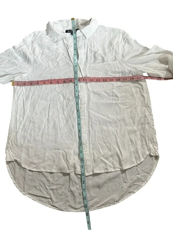 Velvet Heart Classic White Button-Up Linen Shirt Size M - Picture 6 of 8